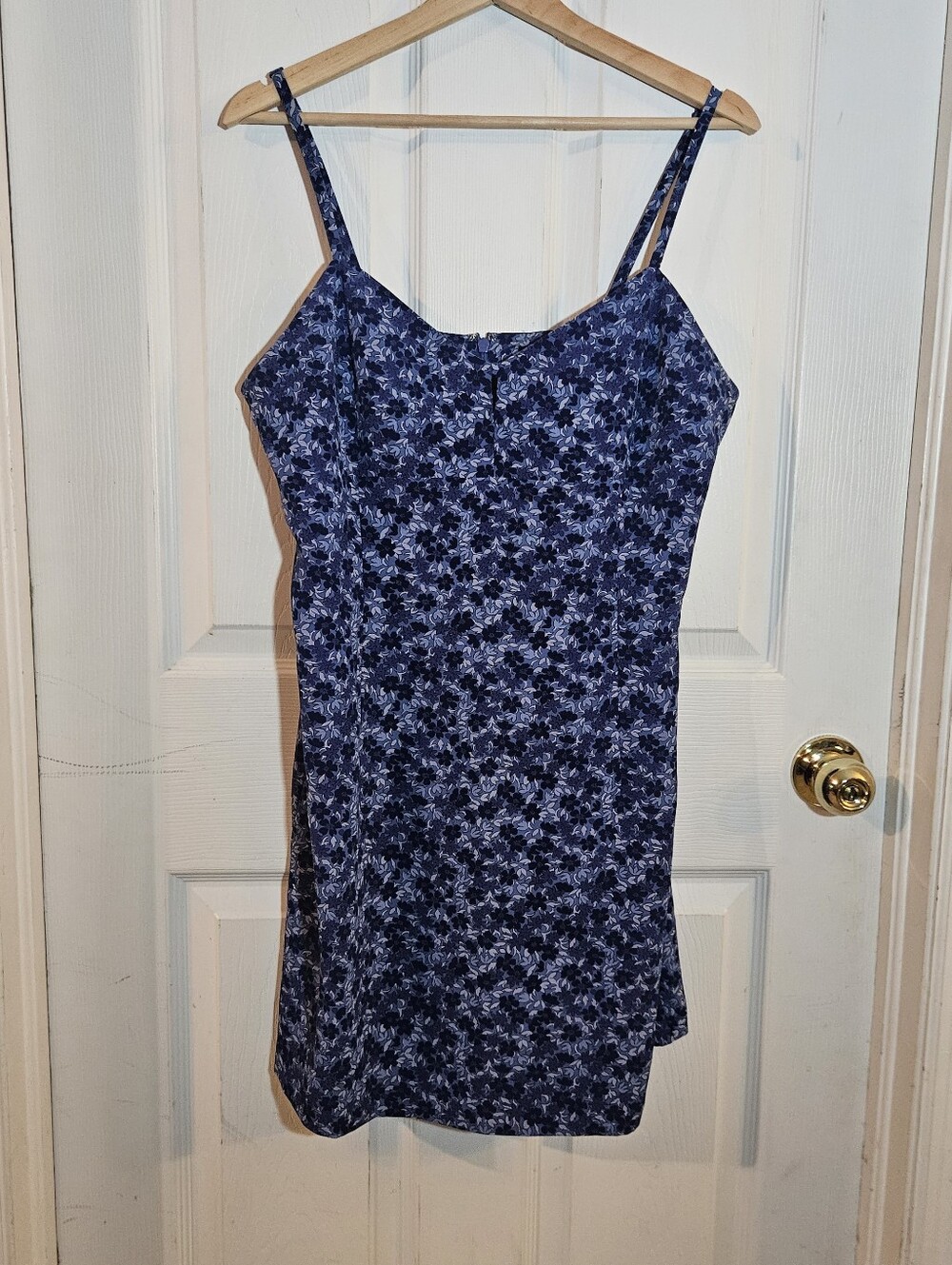 Express Romper Womens 13/14 Blue Floral Print Spaghetti Strap Y2K Vintage